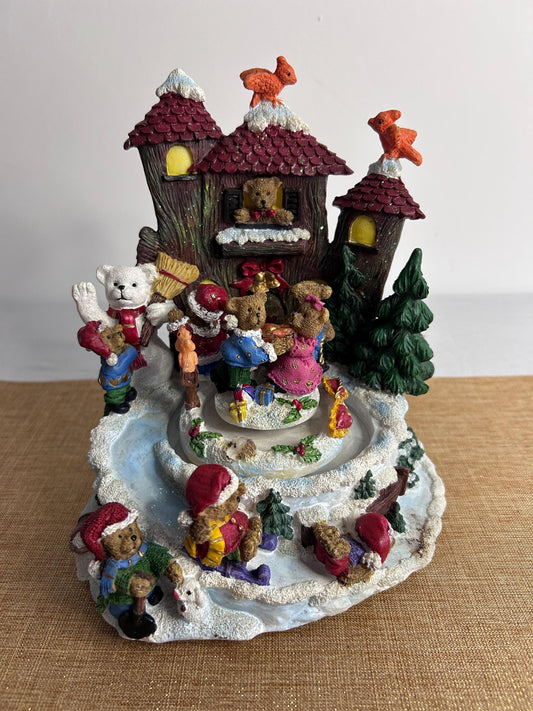 Magical Christmas music box in country style with bears