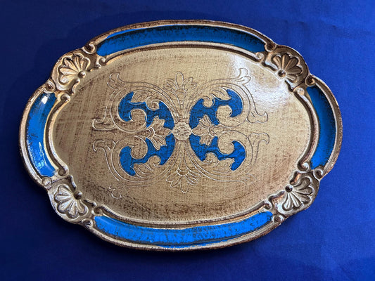 Florentine tray in blue and gold