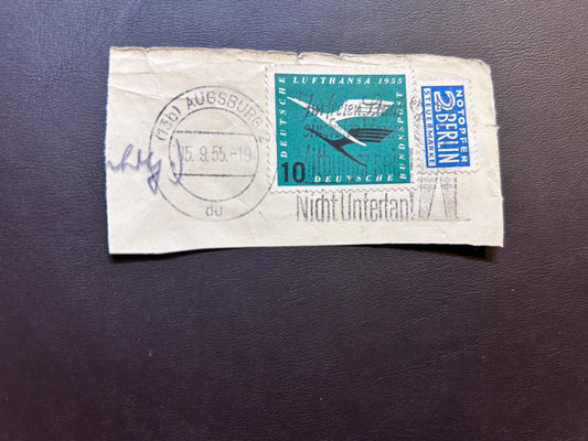 1955 Lufthansa 10 Pf + emergency stamp