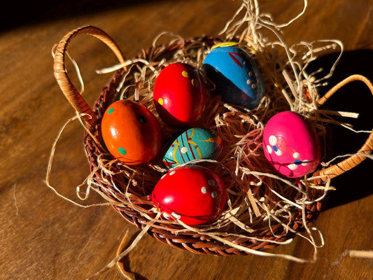 Set of vintage Easter eggs for hanging