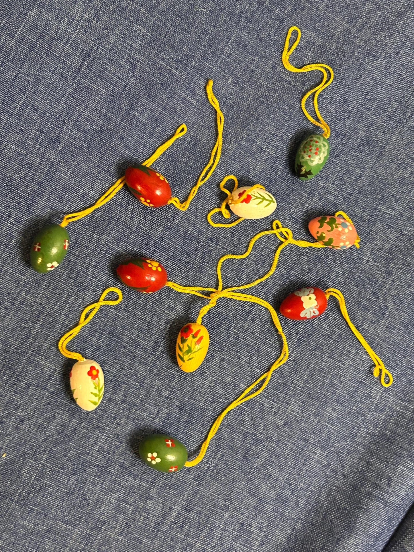 Set of small vintage Easter eggs each approx. 2 cm for hanging