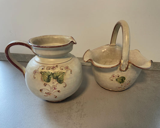 Floral jug with floral basket