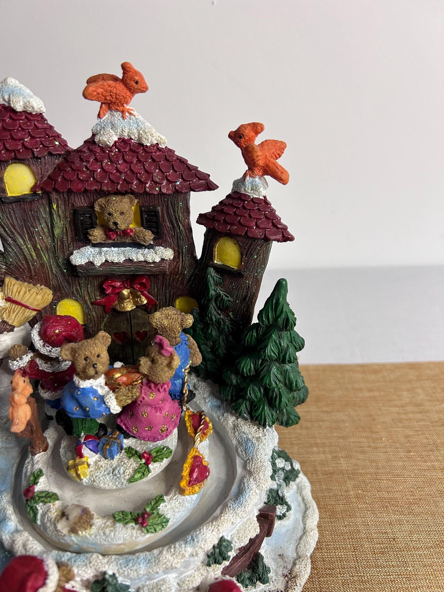 Magical Christmas music box in country style with bears