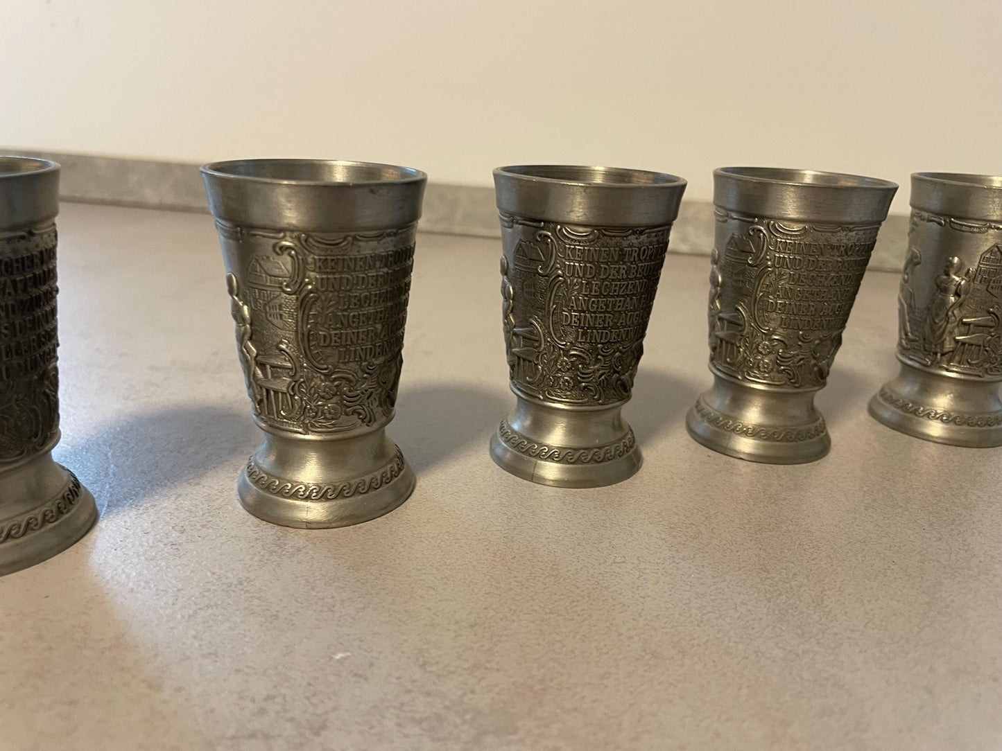 Shot glass set 6 pieces made of pewter Frieling