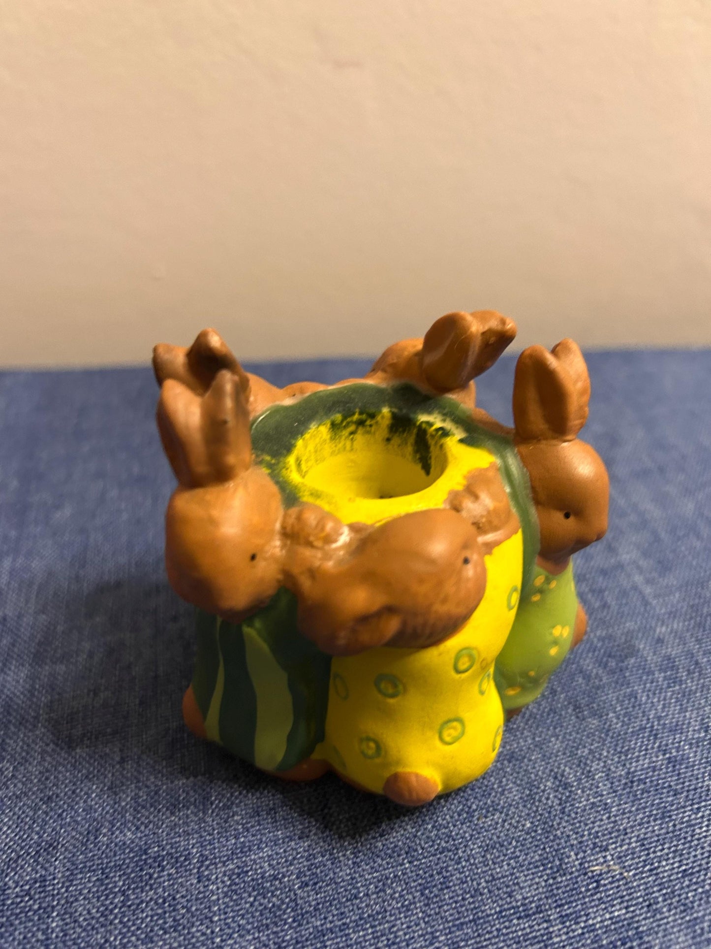 Beautiful vintage Easter bunny candle holder with rabbits