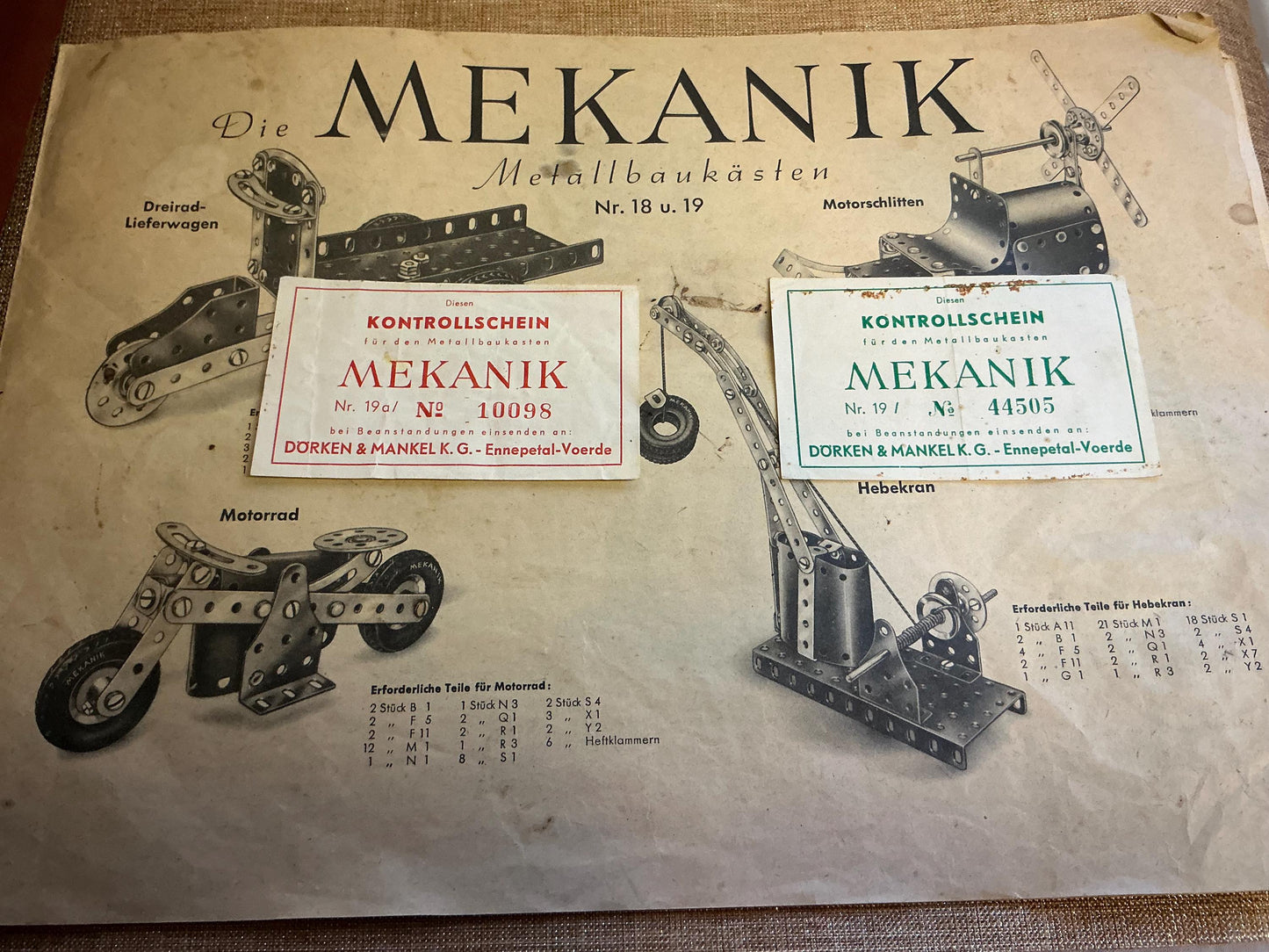 MEKANIK construction kit around 1950