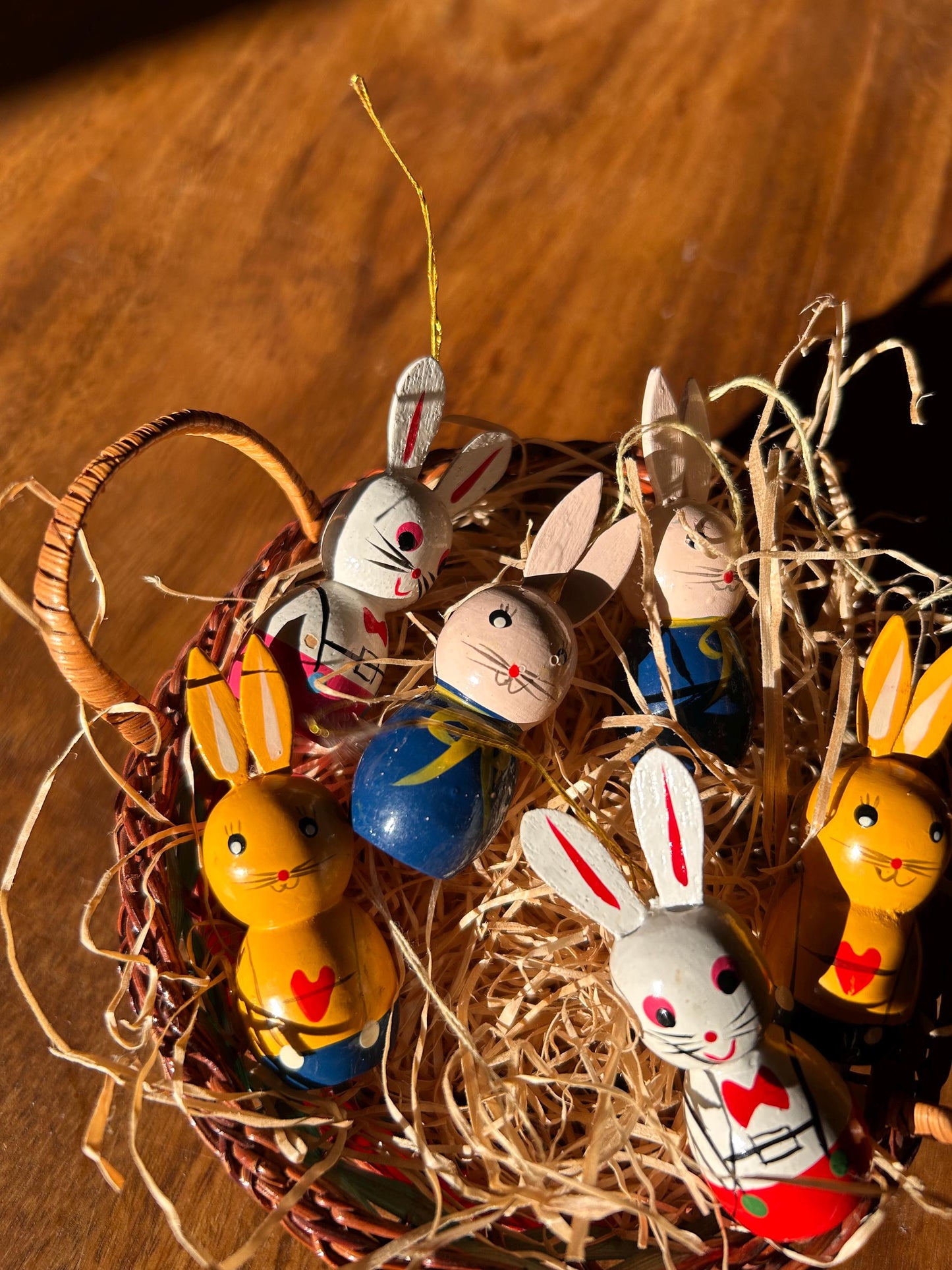 Set of six vintage Easter bunnies for hanging