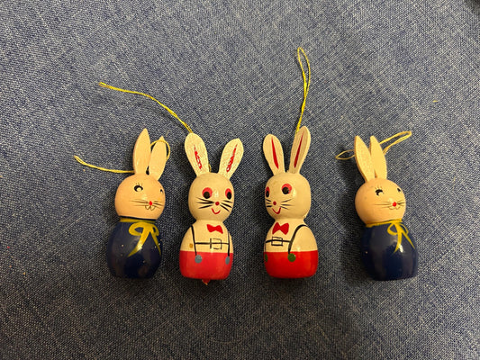 Set of six vintage Easter bunnies for hanging