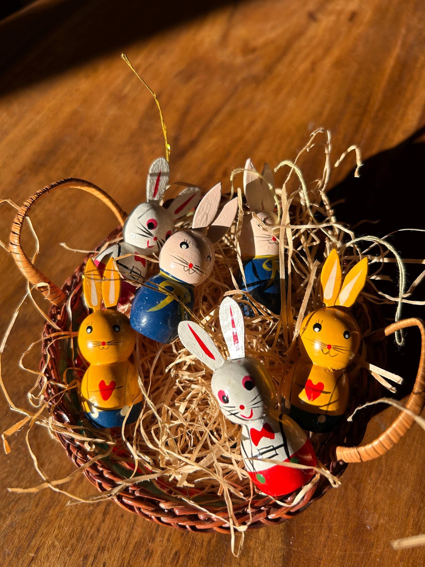 Set of six vintage Easter bunnies for hanging