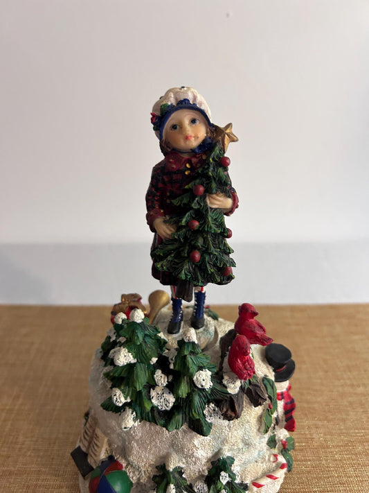 Music Box Christmas Girl with Christmas Tree