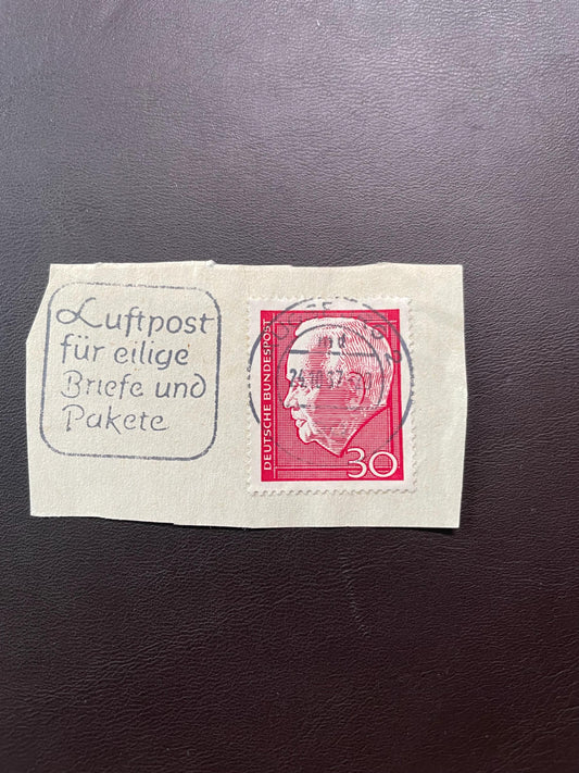 Heinrich Lübke 30 Pf 1967 + stamp airmail