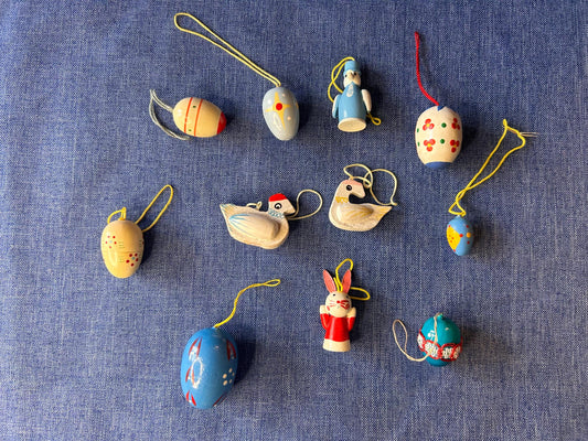 Set of small vintage Easter eggs for hanging