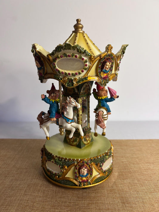 Victorian carousel music box with cute bears