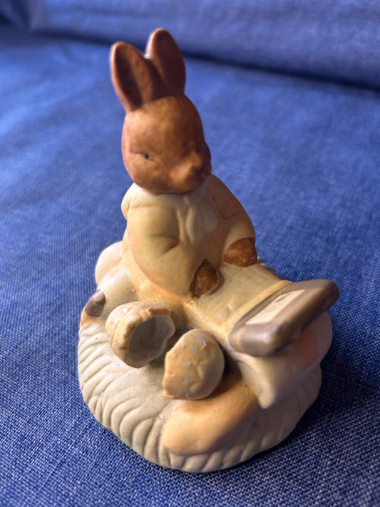 Cute vintage rabbit at the computer ca 9 cm