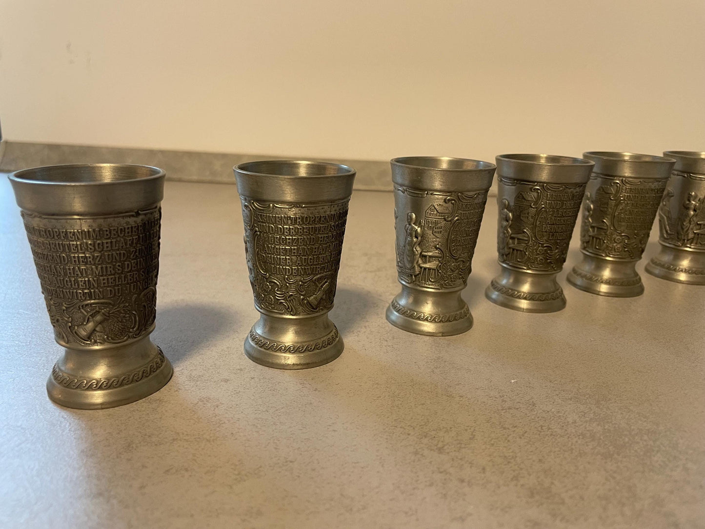 Shot glass set 6 pieces made of pewter Frieling