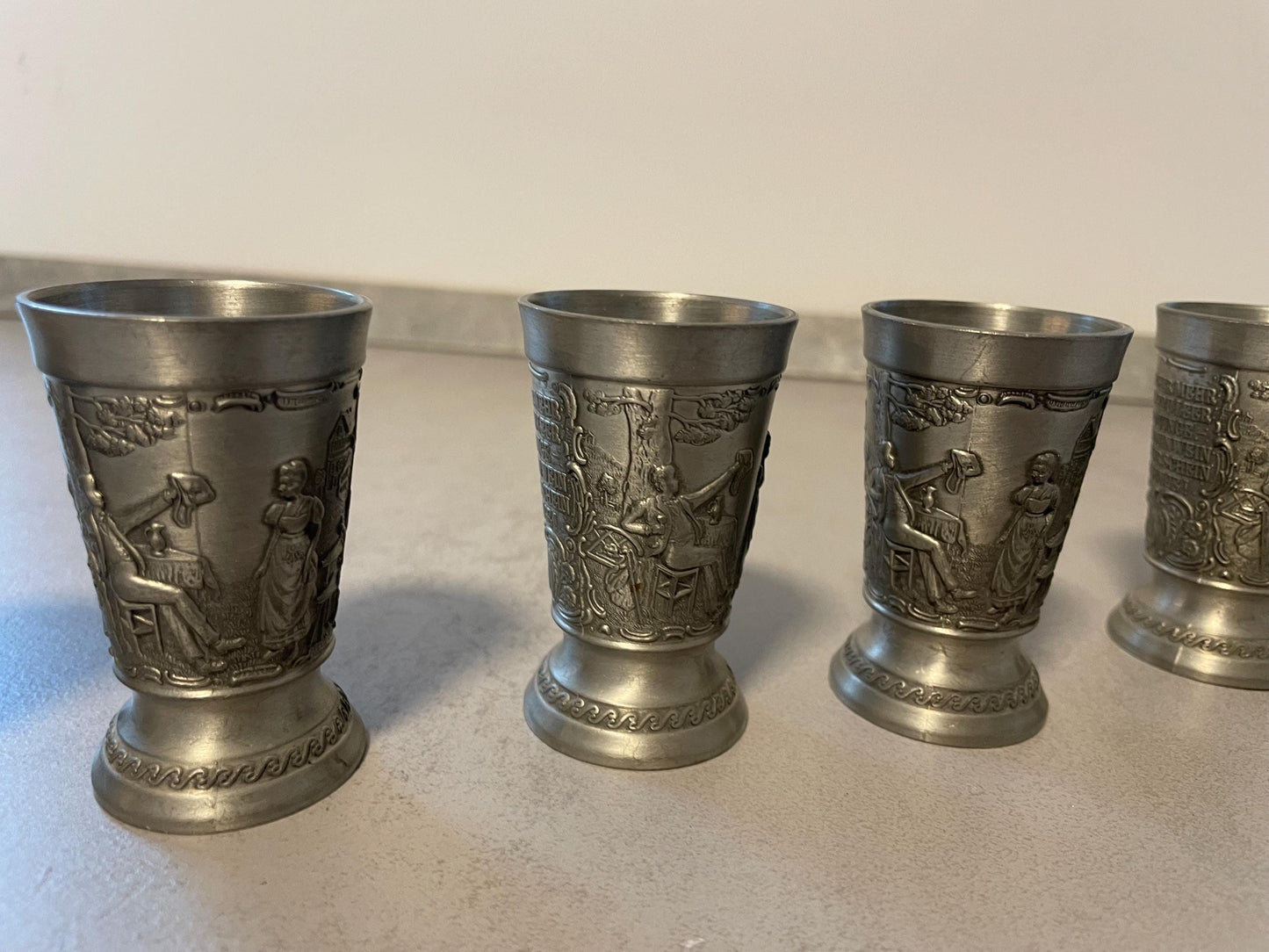 Shot glass set 6 pieces made of pewter Frieling