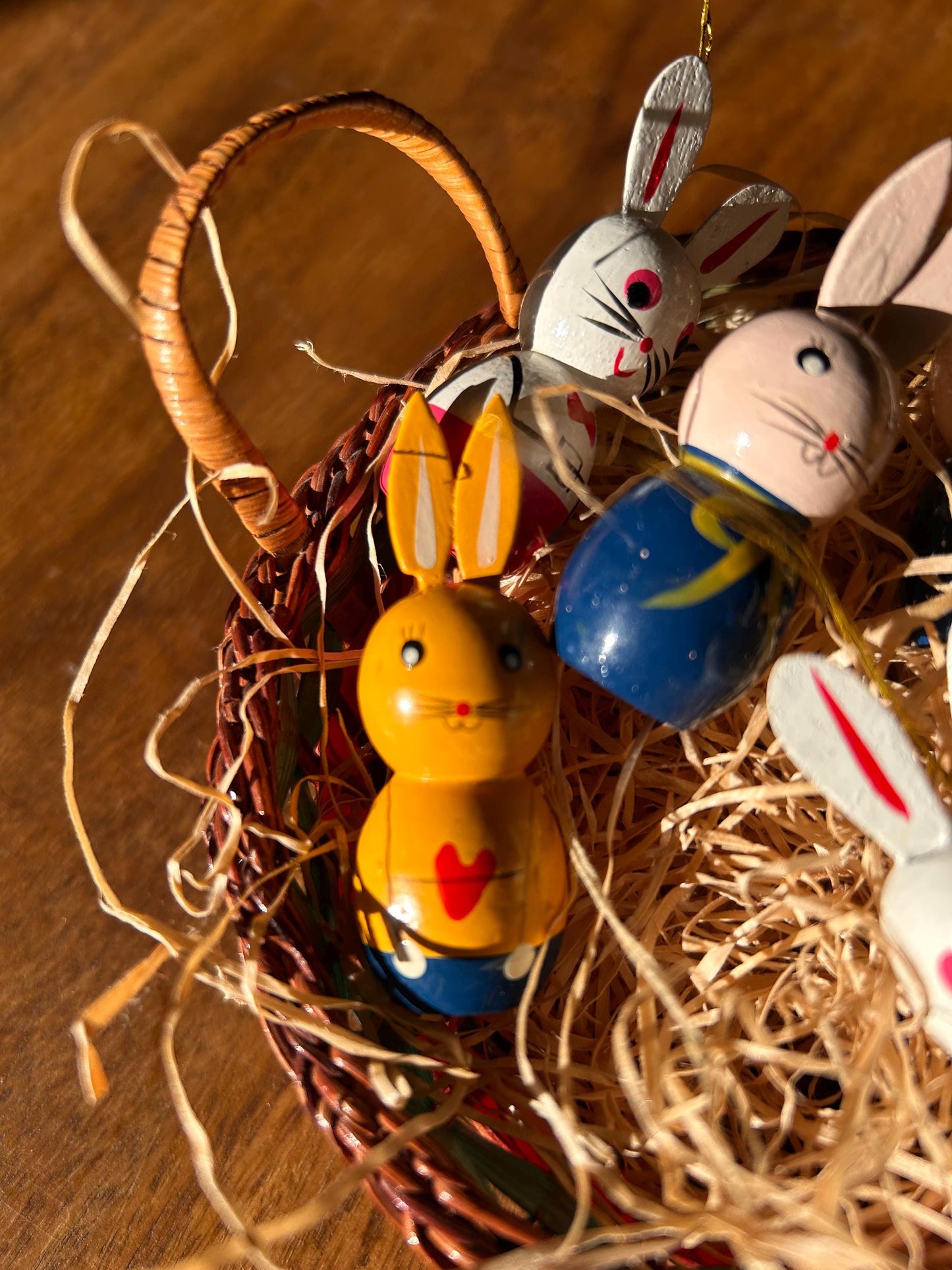 Set of six vintage Easter bunnies for hanging