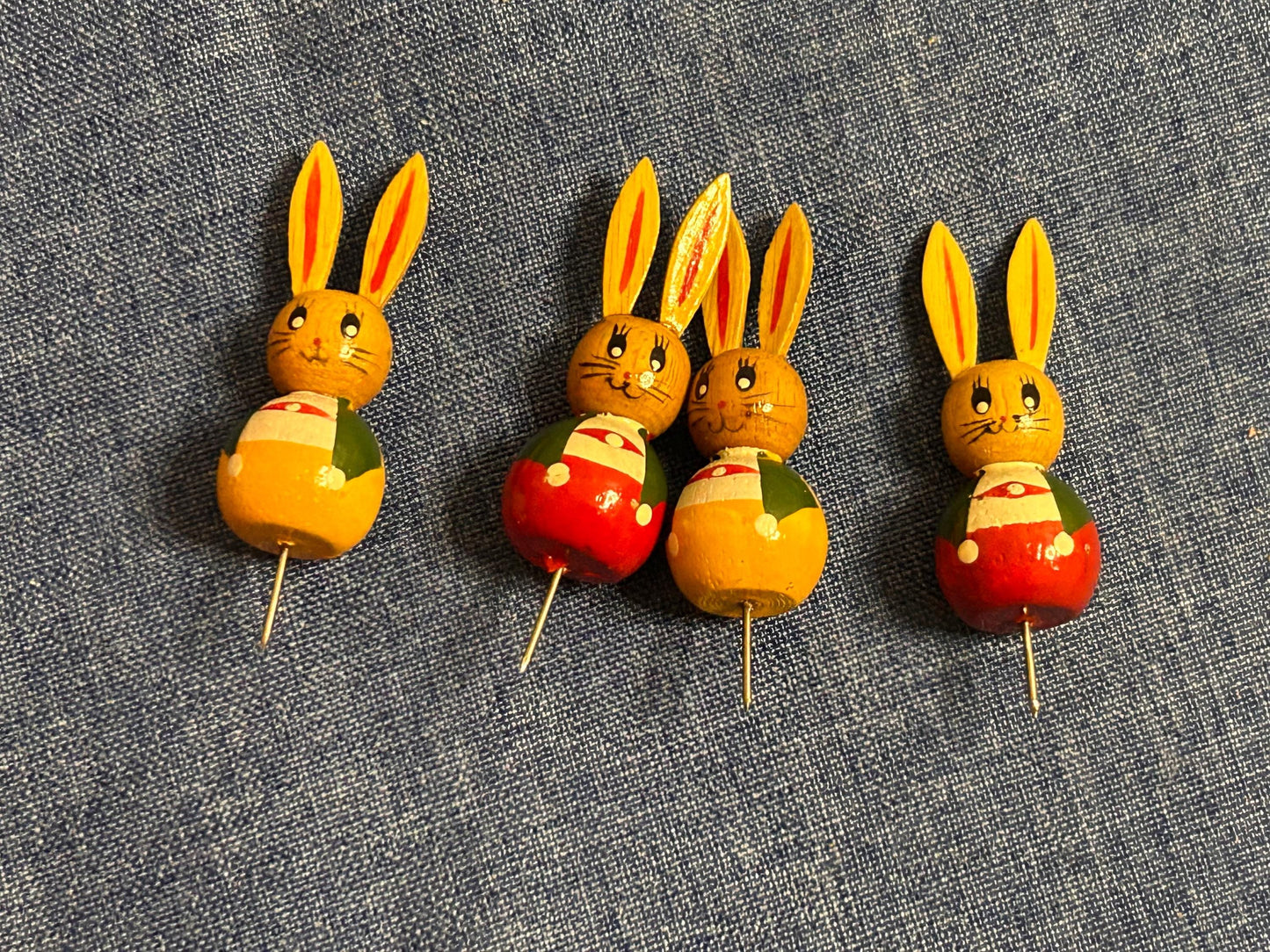 Set of four vintage Easter bunnies to stick