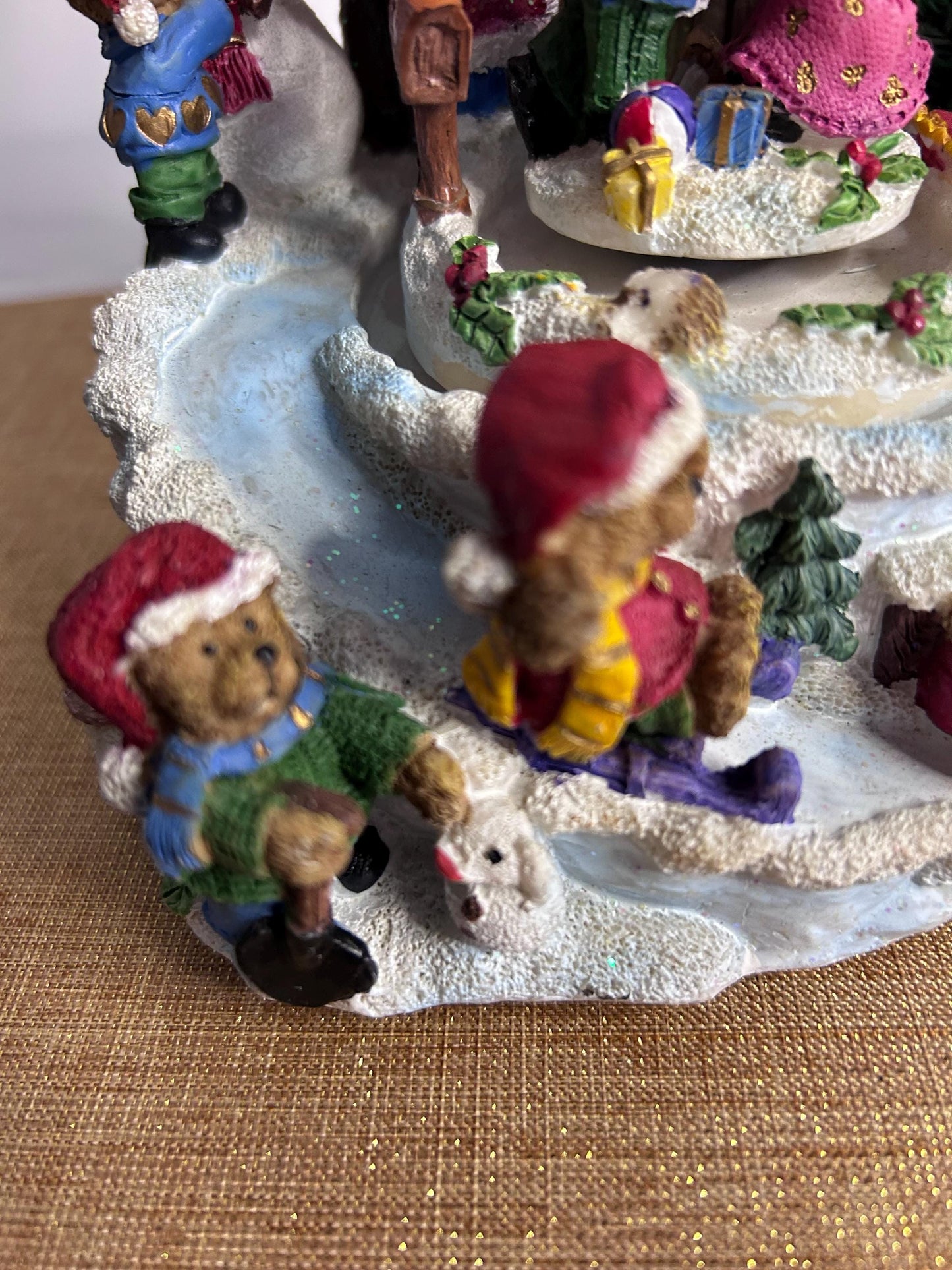 Magical Christmas music box in country style with bears