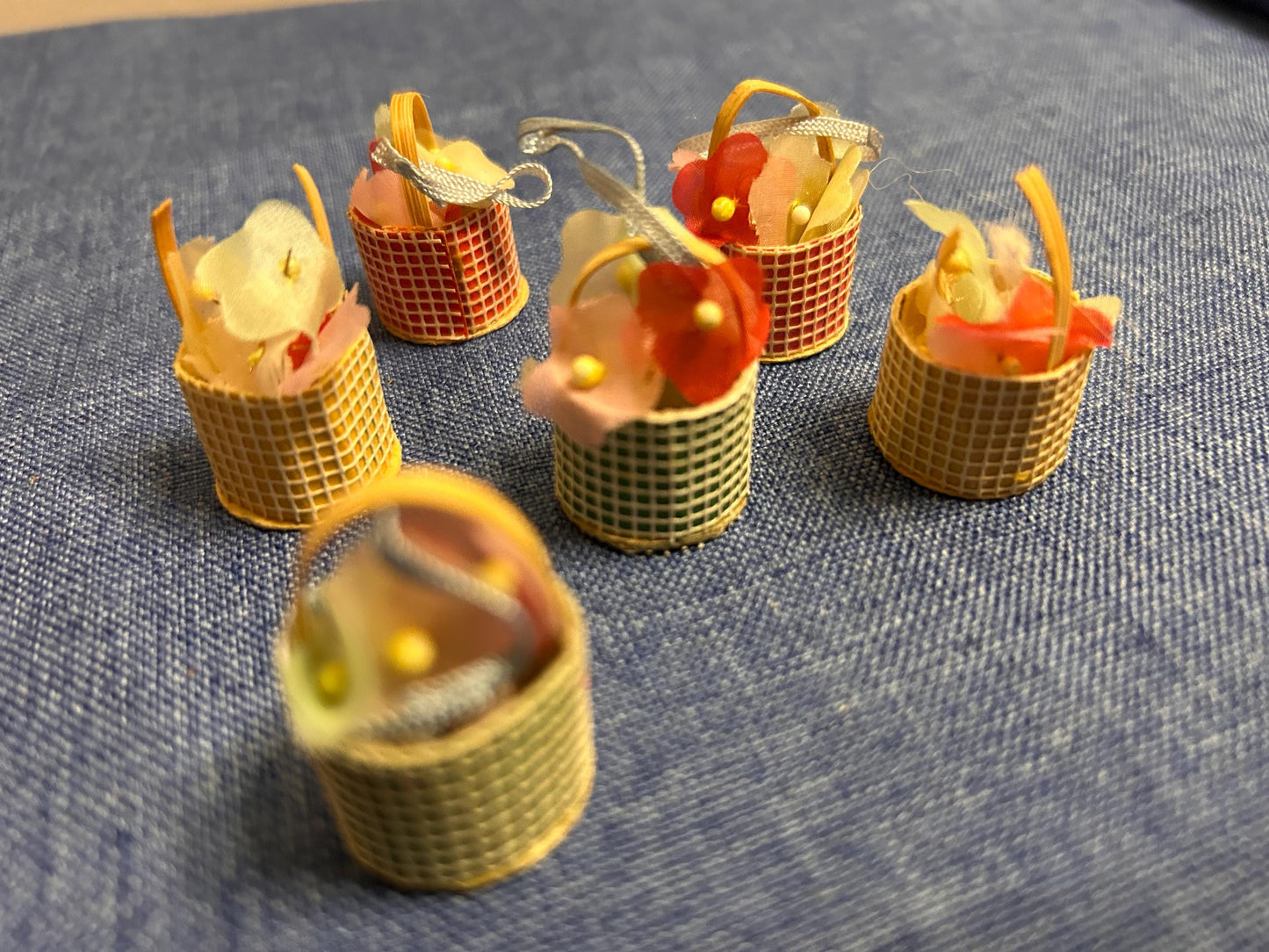 set of six vintage Easter baskets