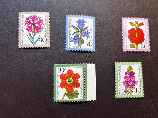 Various stamps flower motifs