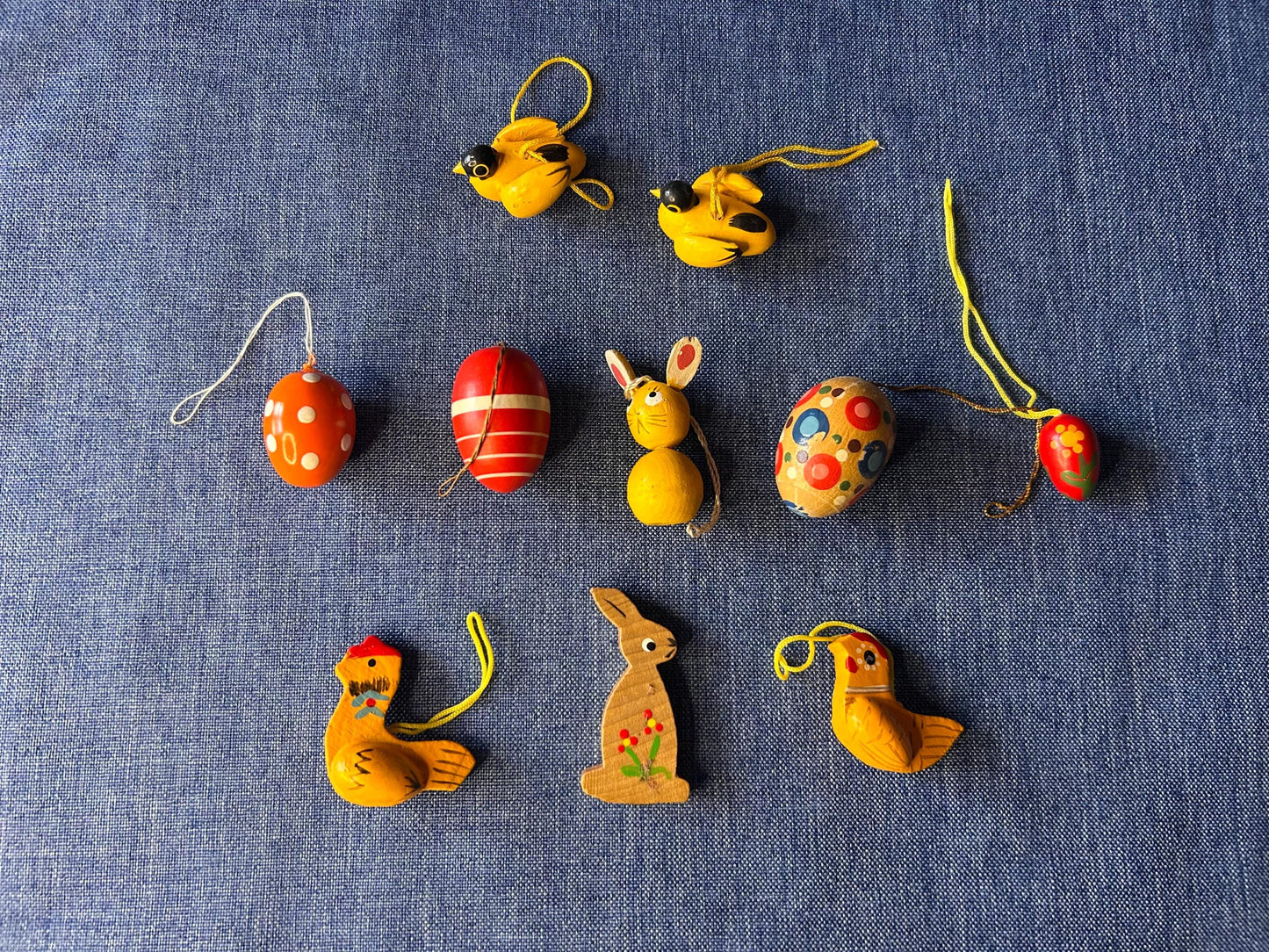 Set of small vintage Easter eggs for hanging