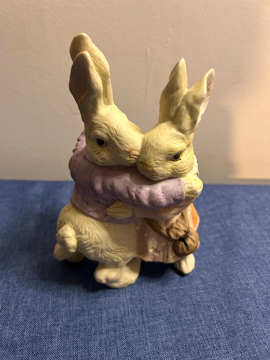 Enchanting, dancing vintage Easter bunny couple approx. 18 cm