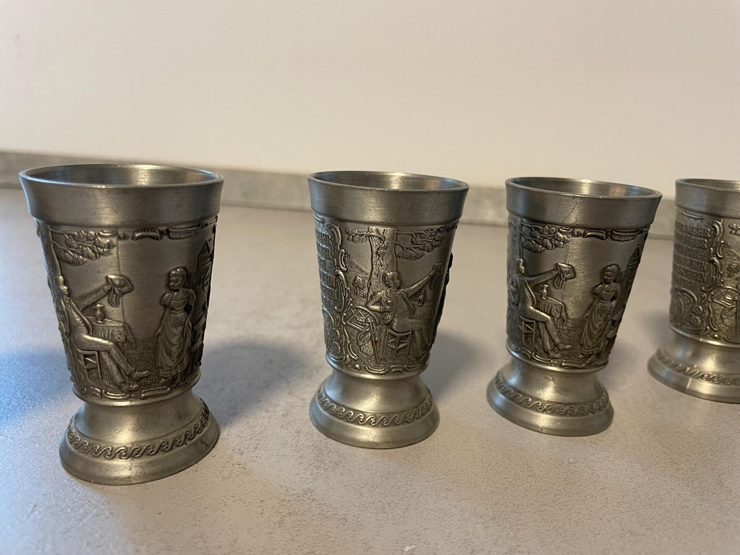 Shot glass set 6 pieces made of pewter Frieling