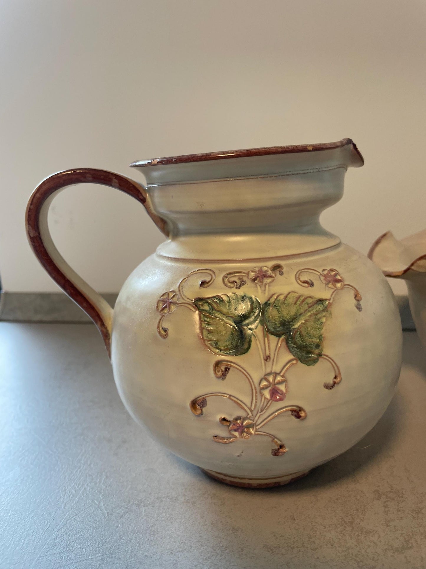 Floral jug with floral basket