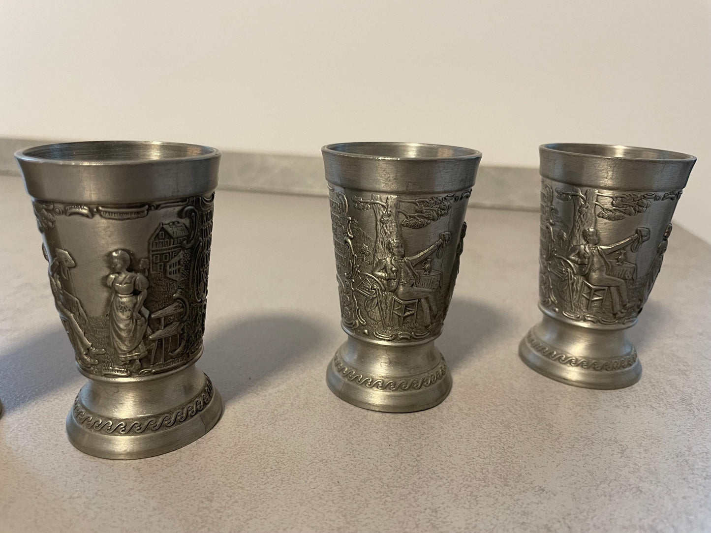 Shot glass set 6 pieces made of pewter Frieling