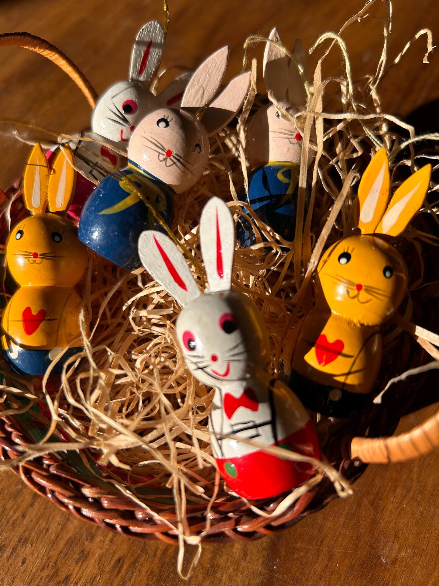 Set of six vintage Easter bunnies for hanging