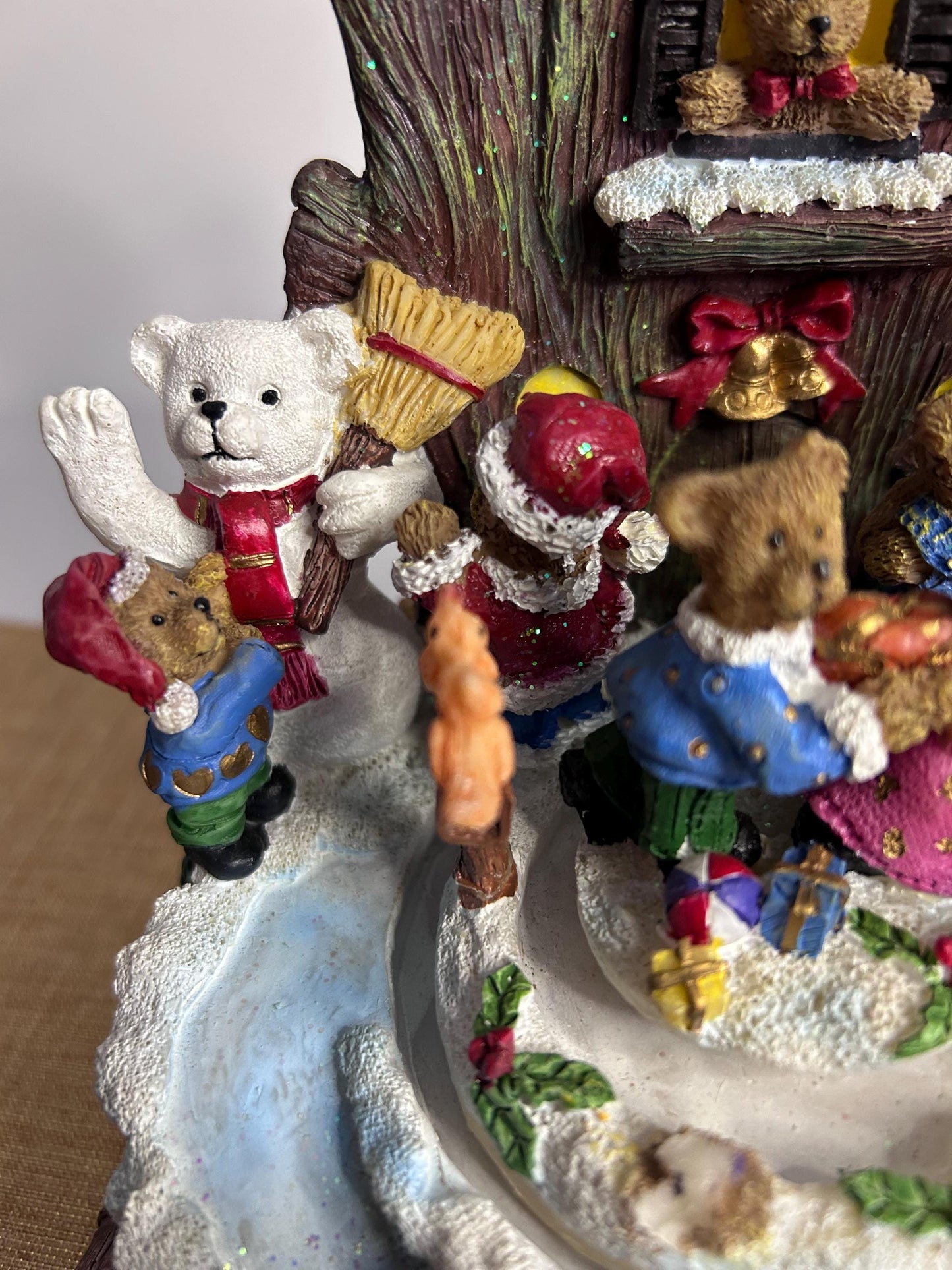 Magical Christmas music box in country style with bears